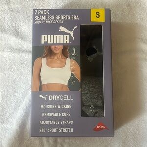 BRAND NEW Size Small Puma DryCell Seamless Sports Bra 2-Pack - Grey and Black